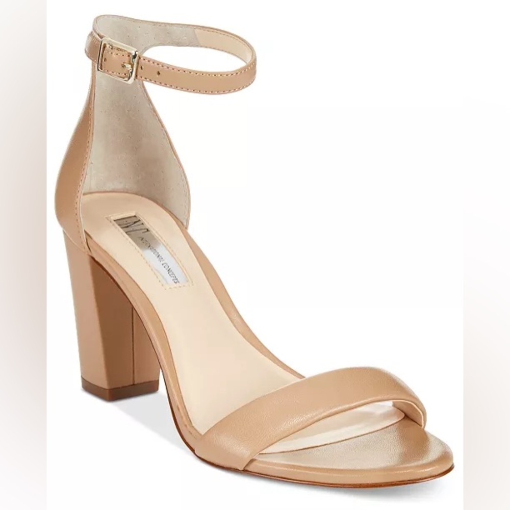 INC Kivah Block Heal Strap Sandals in Nude Size 7